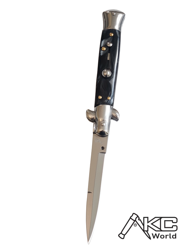 AKC 9" Italian Stiletto Ebony-Swirl Automatic Knife - (3.75" Bayonet)