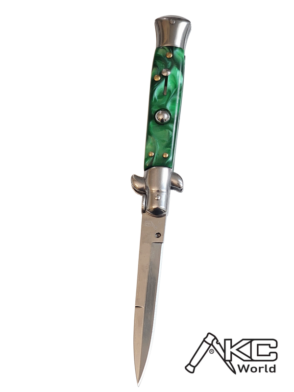 AKC 9" Italian Stiletto Green Pearl Automatic Knife - (3.75" Bayonet)