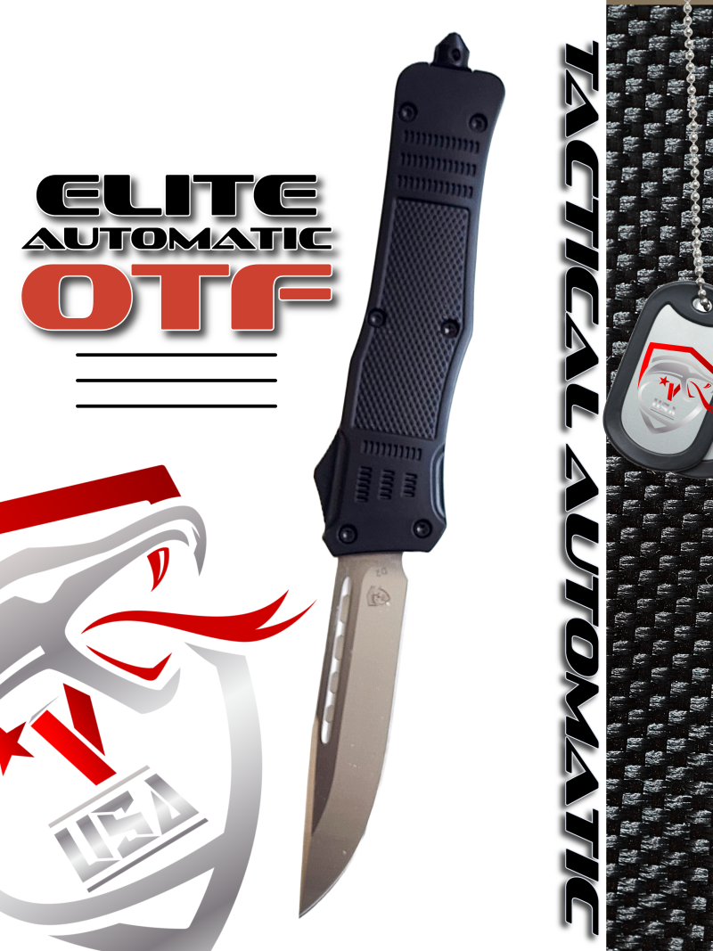 Venom 4TR ELITE Tactical OTF Knife - Black (Satin Drop Point 3.4")