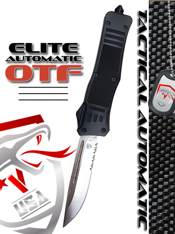 Venom 4TR ELITE Tactical OTF Knife - Black (Satin Drop Point Par Ser 3.4")