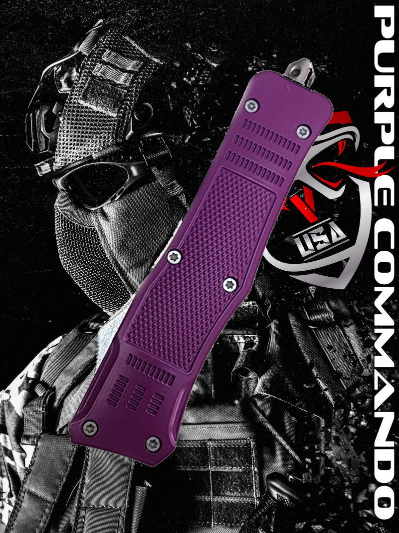 Venom 4TR ELITE Tactical OTF Knife - Purple (Satin Double Edge 3.4")