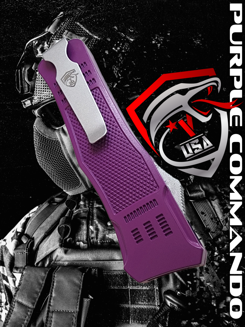 Venom 4TR ELITE Tactical OTF Knife - Purple (Satin Double Edge 3.4")